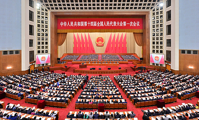 十四届全国人大一次会议举行第二次全体会议